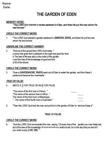Printable Questions Church Worksheets