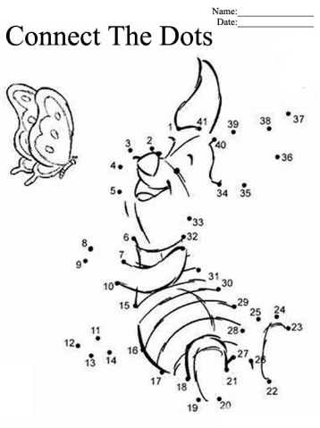Piglet Connect the Dots Printable Worksheets 