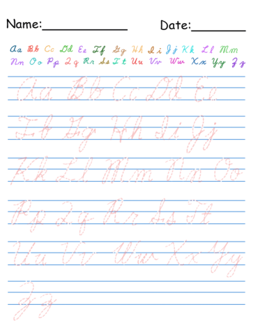 printable cursive alphabet worksheets