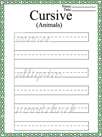 8 free printable cursive worksheets