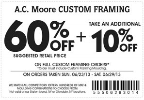 Printable AC Moore Frame Coupons
