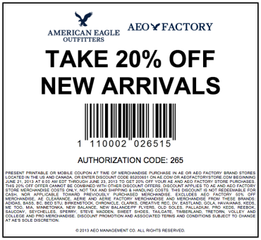 Printable American Eagle Outfitters Coupons