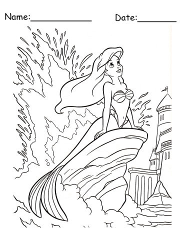 Ariel Sitting On A Rock Disney Printable Coloring Pages