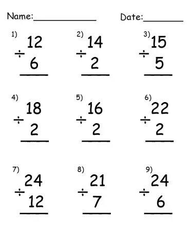 printable simple division worksheets