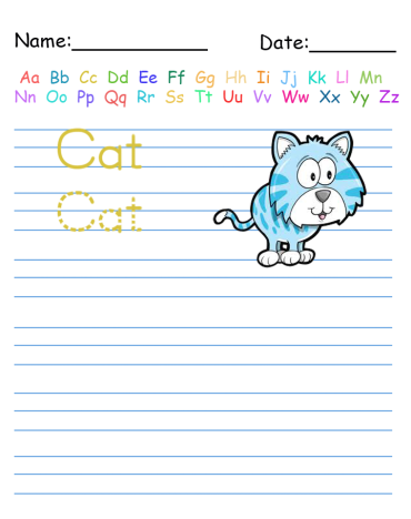 Trace the Word Cat Printable Worksheets