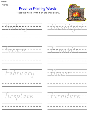 Printable F Words Kids Worksheets