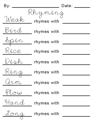 What Can We Rhyme With? Printable Worksheets