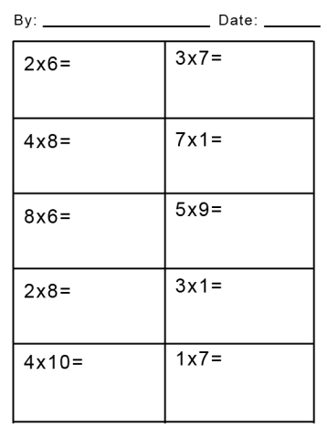 Simple Multiplication Printable Math Worksheets