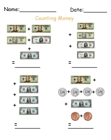 Add Up Money Printable Worksheets