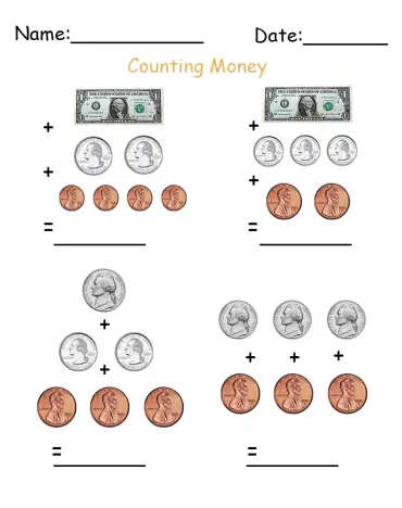 money worksheets dollars and cents Counting Dollars and Cents Printable Worksheets