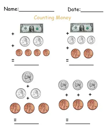 add up money printable worksheets