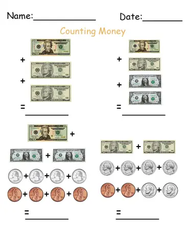 More Counting Money Printable Worksheets