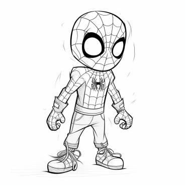 Spiderman Coloring as a Child, little kid coloring Page