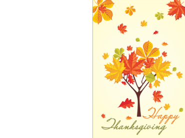 Printable Falling Leaves Happy Thanksgiving Card