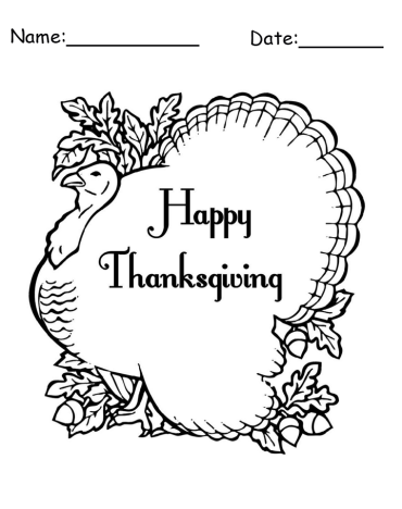 Happy Thanksgiving Day Printable Coloring Page