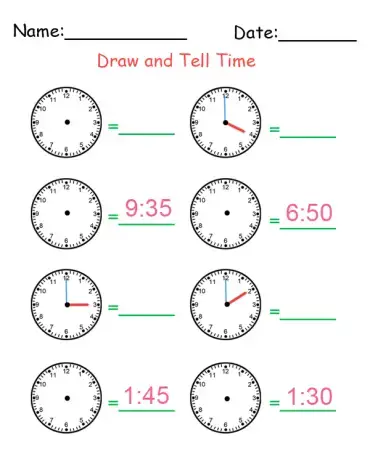 10 free printable time worksheets