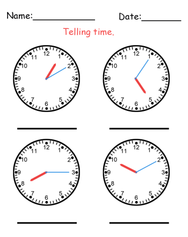 Printable Telling Time Worksheet