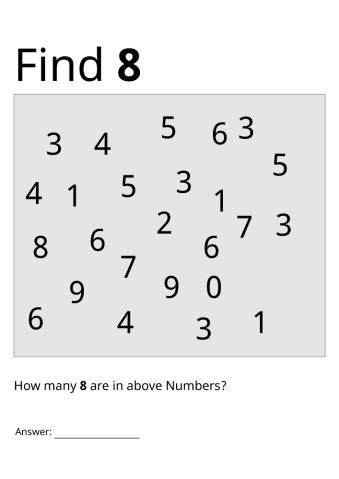 Printable Visual Scanning Worksheet Find 8