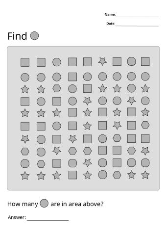 Printable Shape Circle Visual Scanning Worksheets