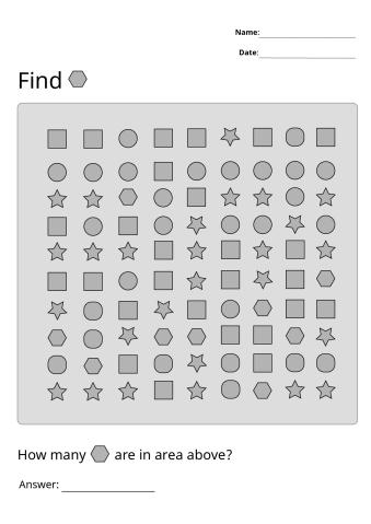 Printable Shape polygon Visual Scanning Worksheets