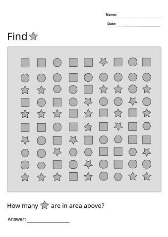 Printable Shape Star Visual Scanning Worksheets
