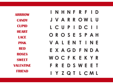 Printable Valentines Day Word Search Puzzles